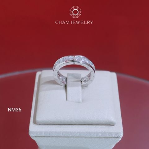 Nhẫn NM36 CHAM JEWELRY, Nhẫn Full Đá Bản 4.5mm (Barcode CN7117).