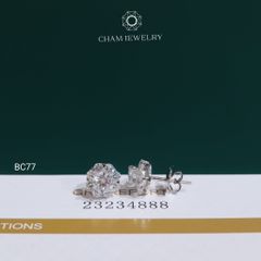 Hoa Tai BC77 CHAM JEWELRY, Hoa Tai Full Moissanite Chủ 5.0mm (Barcode OB91)