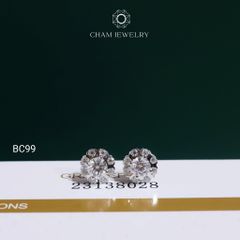 Hoa Tai BC99 CHAM JEWELRY, Hoa Tai Full Moissanite Chủ 4.5mm (Barcode OCB26)