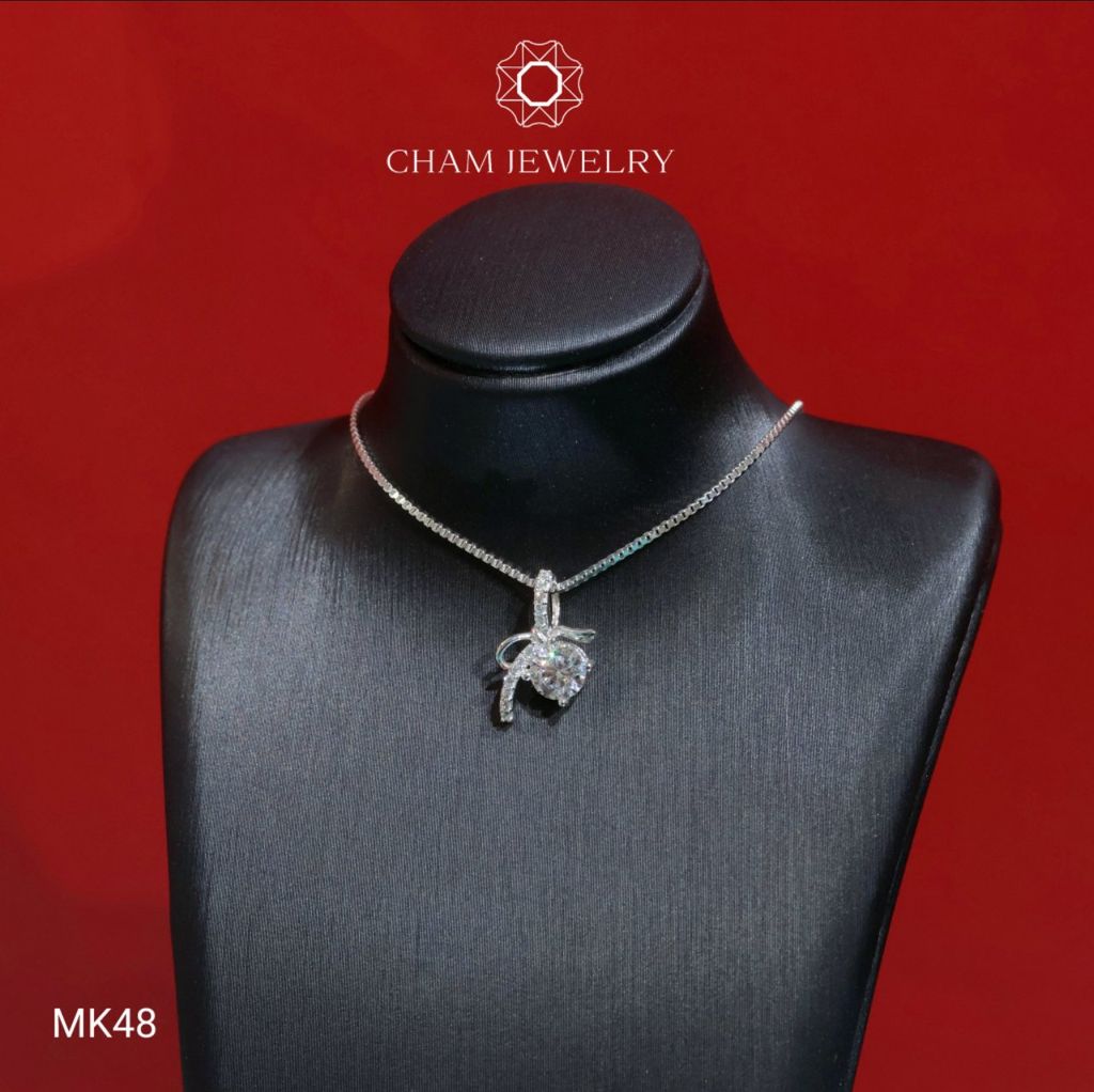 Mặt Dây Chuyền MK48 CHAM JEWELRY, Mặt Xỏ Nơ Chủ 5.0mm(Barcode TMX320)