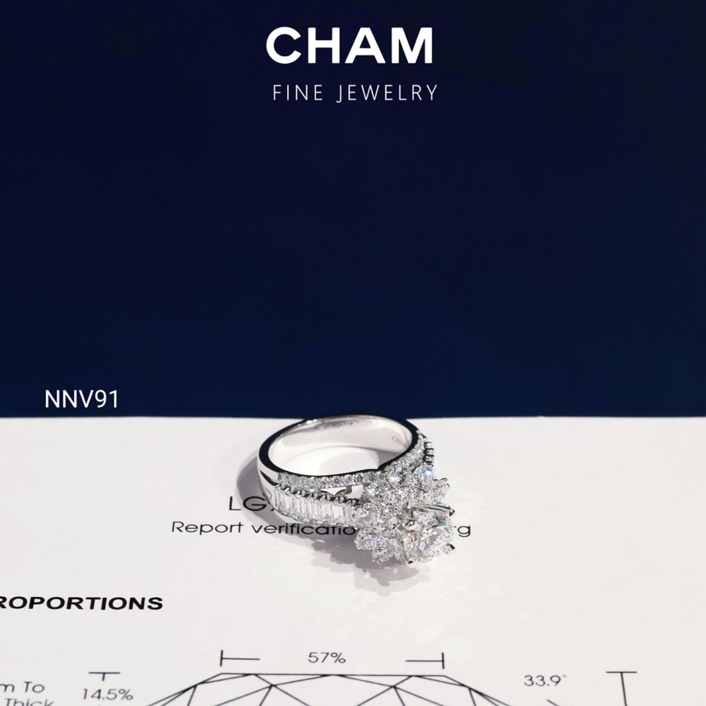 Nhẫn Nữ NNV91 Vàng 10k Chủ 6.0mm Kim Cương Lab Grown Diamond (Barcode DNU25)