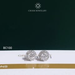 Hoa Tai BC100 CHAM JEWELRY, Hoa Tai Full Đá Moissanite Chủ 4.0mm (Barcode OCB25)