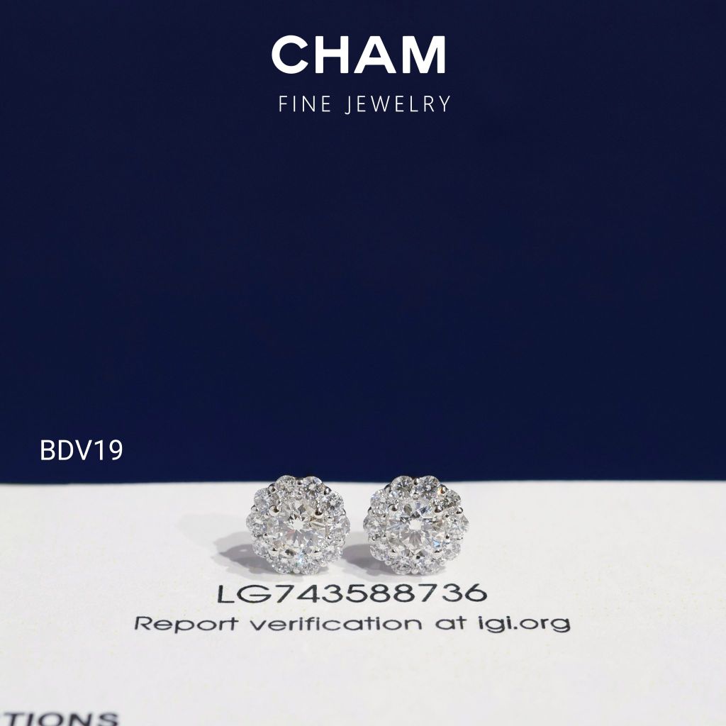 Hoa Tai BDV19 Chủ 4.5mm Vàng 10k Kim Cương Lab Grown Diamond