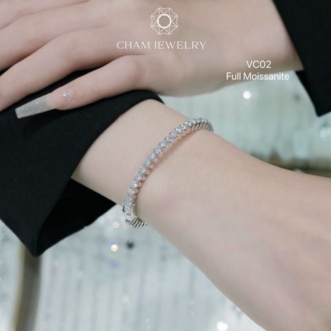 Vòng Tay VC02 CHAM JEWELRY, Full Moissanite Cao Cấp 3.0mm  (Barcode OVT1).