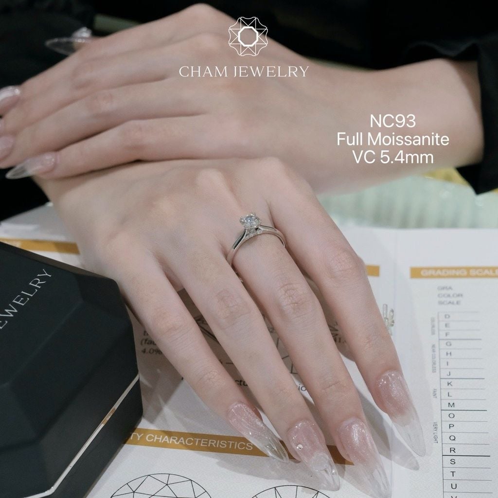 Nhẫn NC93 CHAM JEWELRY, Full Đá Moissanite, Chủ 5.4mm (Barcode ONNU67)