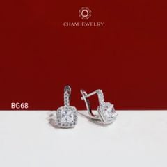 Hoa Tai BG68 CHAM JEWELRY, Hoa Tai Khóa Gài Chủ Vuông 4.0mm (Barcode TBG1119)
