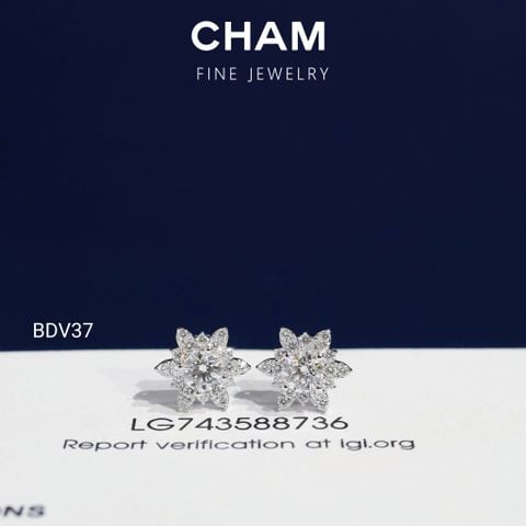 Hoa Tai BDV37 Vàng 10k Chủ 4.0mm Kim Cương Lab Grown Diamond