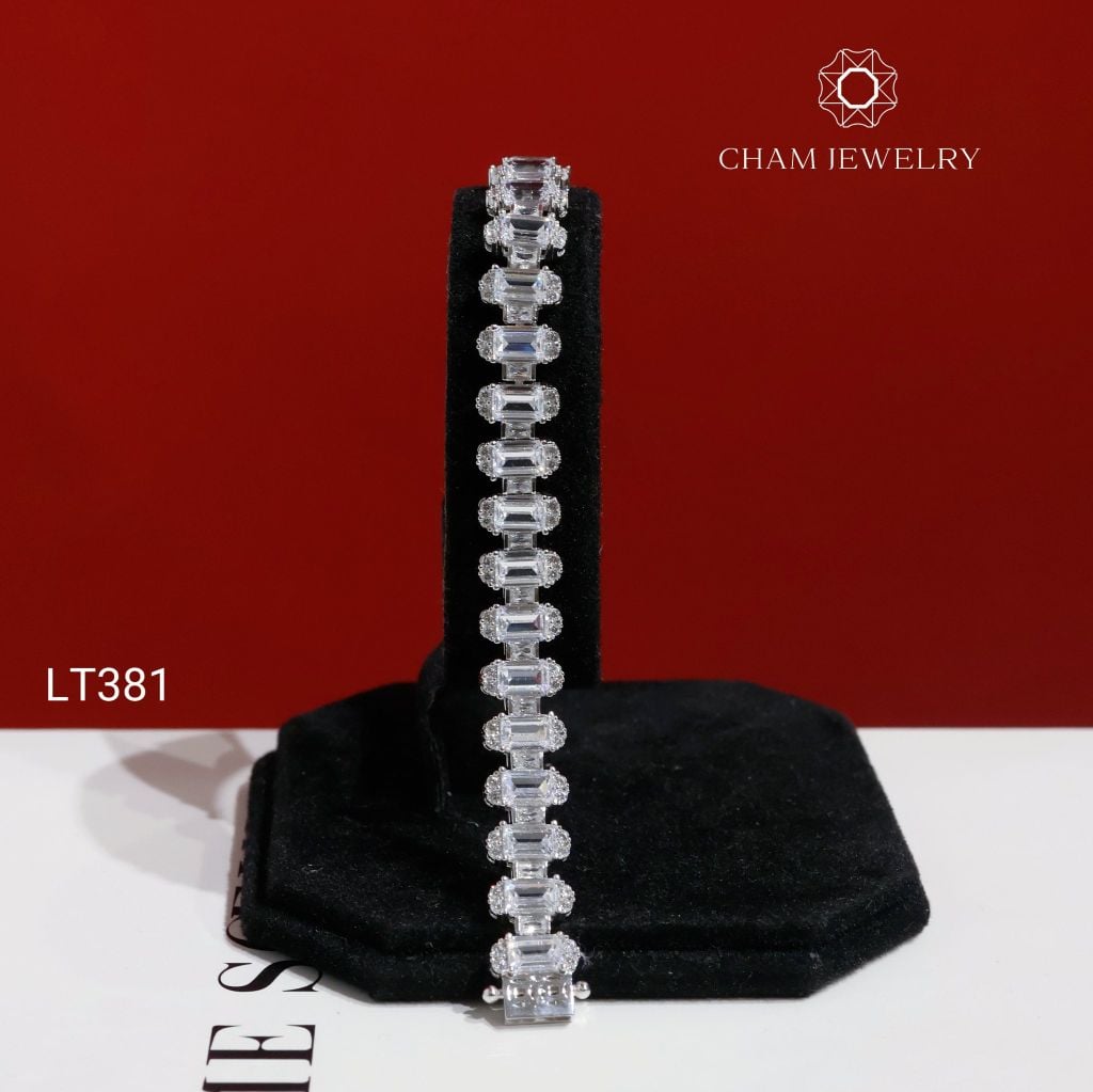 Lắc Tay LT381 CHAM JEWELRY, Lắc Tay Kiểu Full Đá 4x6 mm(Barcode NLHN51)