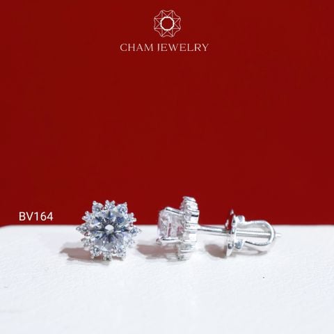 Hoa Tai CHAM JEWELRY BV164, Xoàn Hoa Tia Chủ 5.0mm (Barcode TBV434)