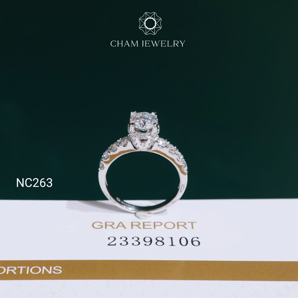 Nhẫn NC263 CHAM JEWELRY, Nhẫn Full Đá Moissanite Chủ 6.0mm (Barcode OCNN94)