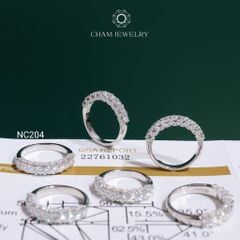 Nhẫn NC204 CHAM JEWELRY, Nhẫn Nửa Hàng Đá Full Moissanite 3.0mm (Barcode OCNN29)