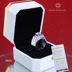 Nhẫn Nam NB20 CHAM JEWELRY, Full Moissanite Cao Cấp, Chủ 7.2mm (Barcode ONNA07)