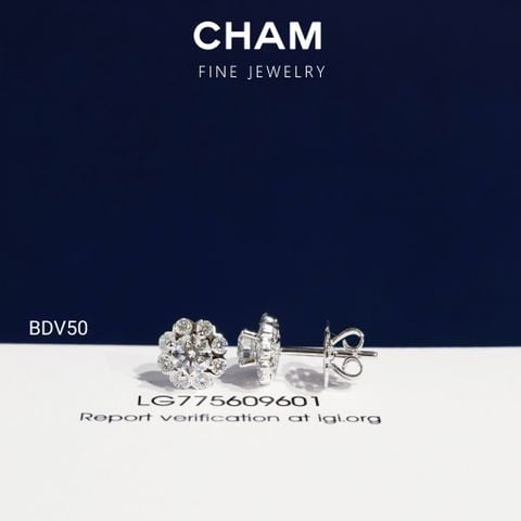 Hoa Tai BDV50 Vàng 10k Chủ 4.5mm Kim Cương Lab Grown Diamond (Barcode DBT9)