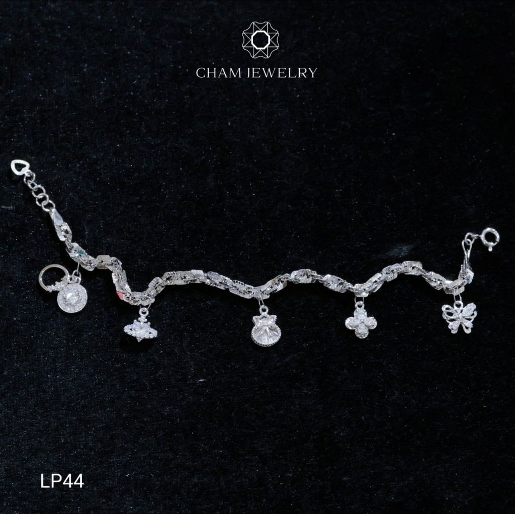Lắc Tay LP44 CHAM JEWELRY , Lắc Xoắn Vuông Charm 4.0mm (Barcode LBC817)