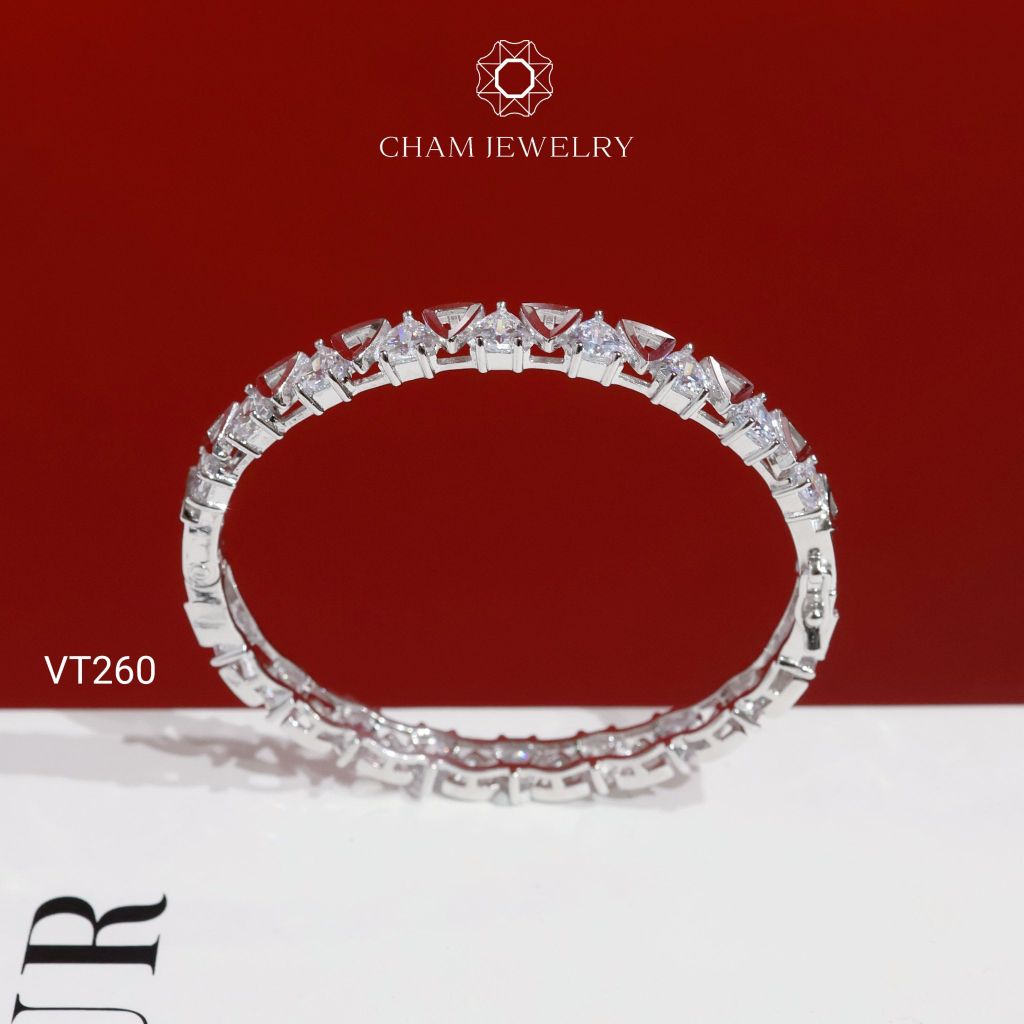 Vòng Tay CHAM JEWELRY VT260, Vòng Kiểu Đá Tam Giác Bản 5.0mm (Barcode PVH380)