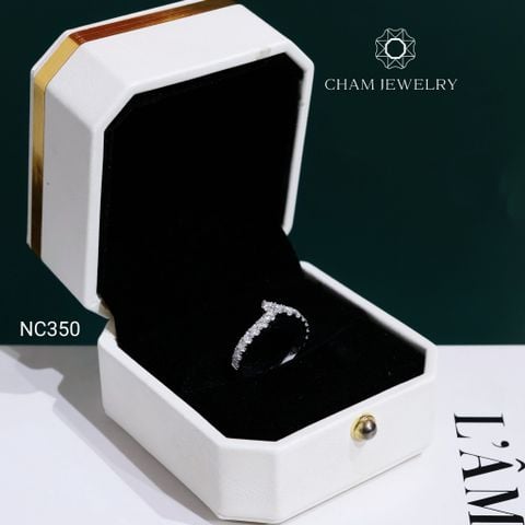 Nhẫn NC350 CHAM JEWELRY, Nhẫn Vương Miện Full Nửa Hàng Đá Moissanite (Barcode OCNN184)