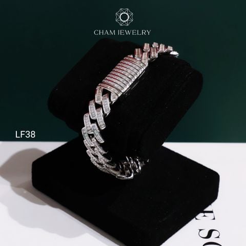Lắc Tay LF38 CHAM JEWELRY, Lắc Tay Khoen Lật Full Moissanite C&C (Barcode OCL17)