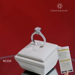 Nhẫn NC220 CHAM JEWELRY, Nhẫn Full Đá Moissanite Chủ 6.3mm (Barcode OCNN48)