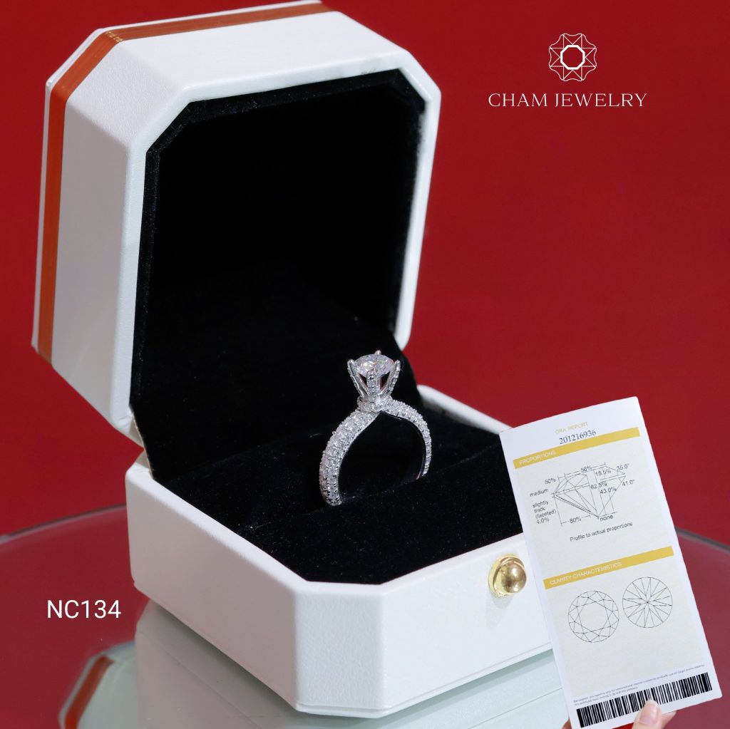 Nhẫn NC134 CHAM JEWELRY, Full Đá Moissanite Chủ 6.3mm (Barcode ONNU210)