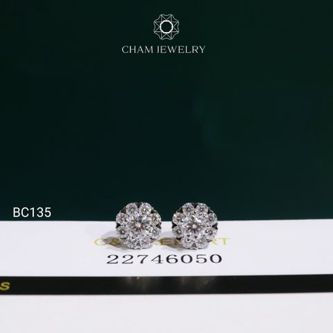 Hoa Tai CHAM JEWELRY BC135, Hoa Tai Chủ 4.0mm Full Moissanite C&C  (OCB45 )