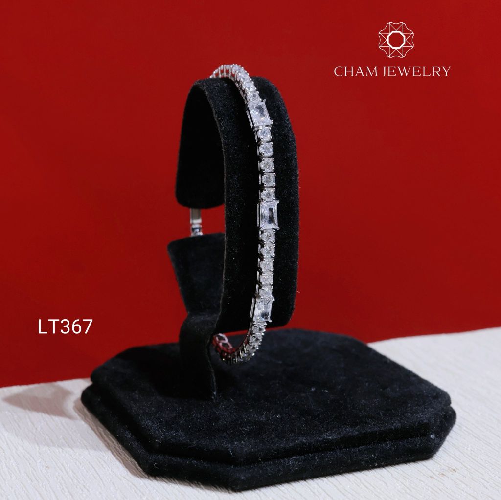 Lắc Tay LT367 CHAM JEWELRY , Lắc Đá Chữ Nhật Kết 3.0mm (Barcode KLT70).