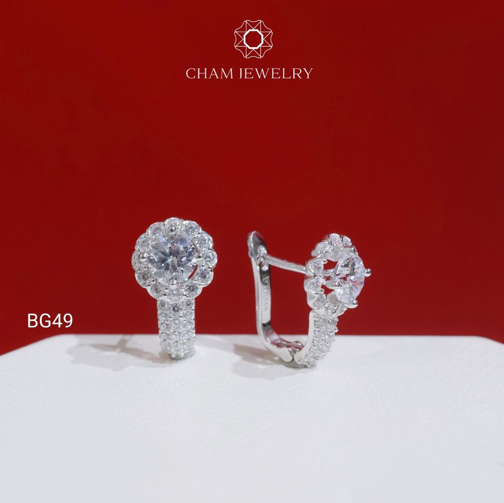 Hoa Tai BG49 CHAM JEWELRY, Chủ 4.0mm (Barcode TBG1083).