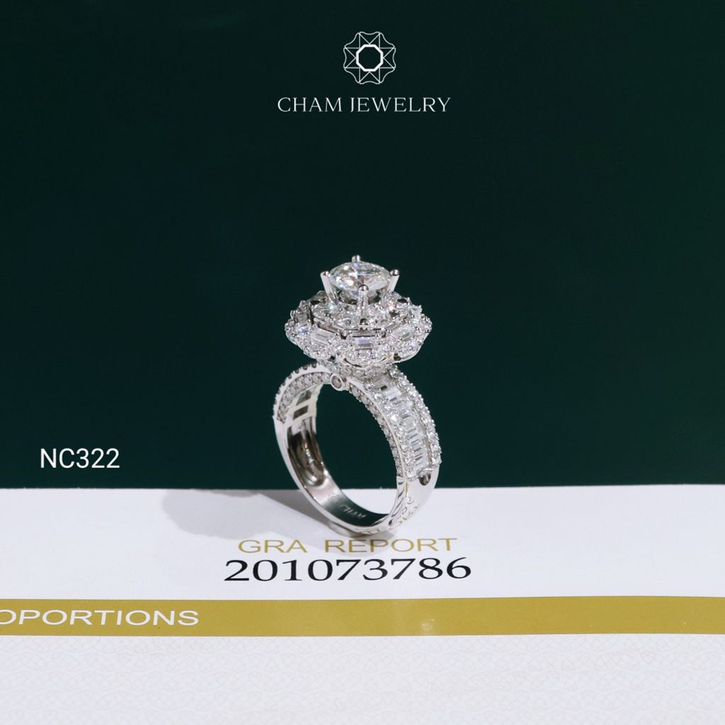Nhẫn NC322 CHAM JEWELRY,  Chủ 6.3mm Full Đá Moissanite (OCNN124)