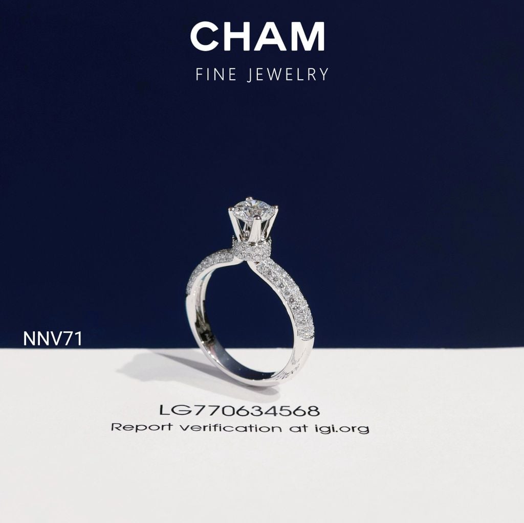 Nhẫn Nữ NNV71 Vàng 10k Chủ 5.4mm Kim Cương Lab Grown Diamond (Barcode DNU06)