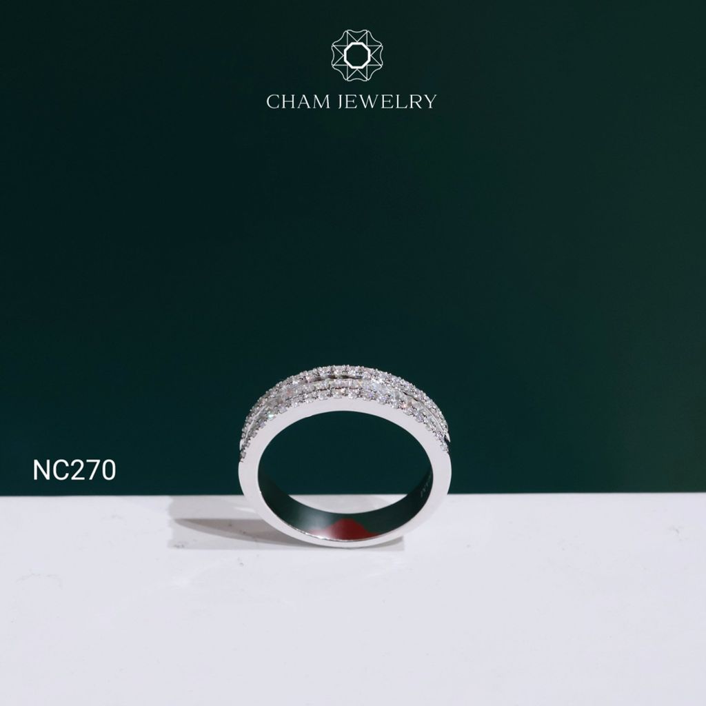 Nhẫn NC270 CHAM JEWELRY, Nhẫn Full Đá Moissanite C&C Bản 5.0mm (Barcode OCNN123)