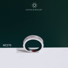 Nhẫn NC270 CHAM JEWELRY, Nhẫn Full Đá Moissanite C&C Bản 5.0mm (Barcode OCNN123)