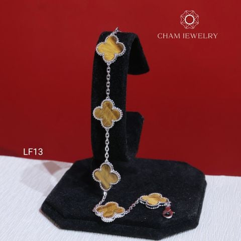 Lắc Tay LF13 CHAM JEWELRY, Lắc 4 Lá Hổ Phách Bản 13.0mm.