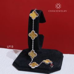 Lắc Tay LF13 CHAM JEWELRY, Lắc 4 Lá Hổ Phách Bản 13.0mm.