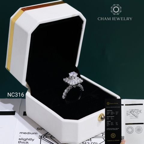 Nhẫn NC316 CHAM JEWELRY, Đá Moissanite C&C Chủ 6.0mm (Barcode OCNN159)