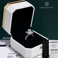 Nhẫn NC316 CHAM JEWELRY, Đá Moissanite C&C Chủ 6.0mm (Barcode OCNN159)