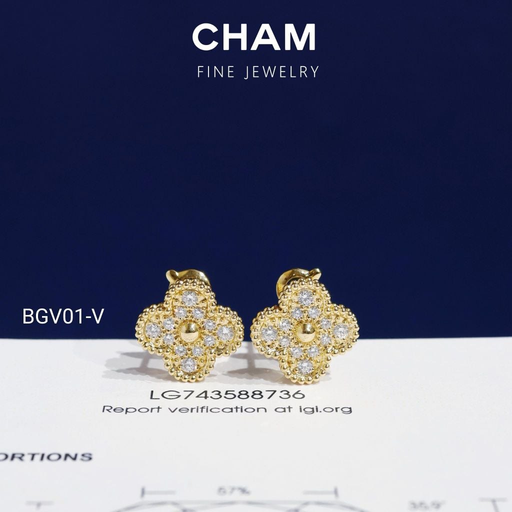 Hoa Tai BGV01 Vàng 10k Kim Cương Lab Grown Diamond