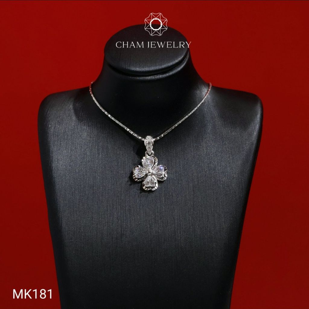 Mặt Dây Chuyền MK181 CHAM JEWELRY, Mặt Cỏ 4 Lá Đá Trái Tim (Barcode TMA2008).