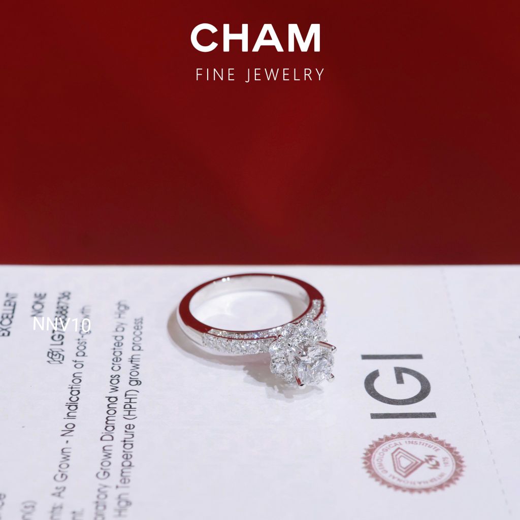 Nhẫn Nữ NNV10 Vàng 10k Chủ 5.4mm Kim Cương Lab Grown Diamond