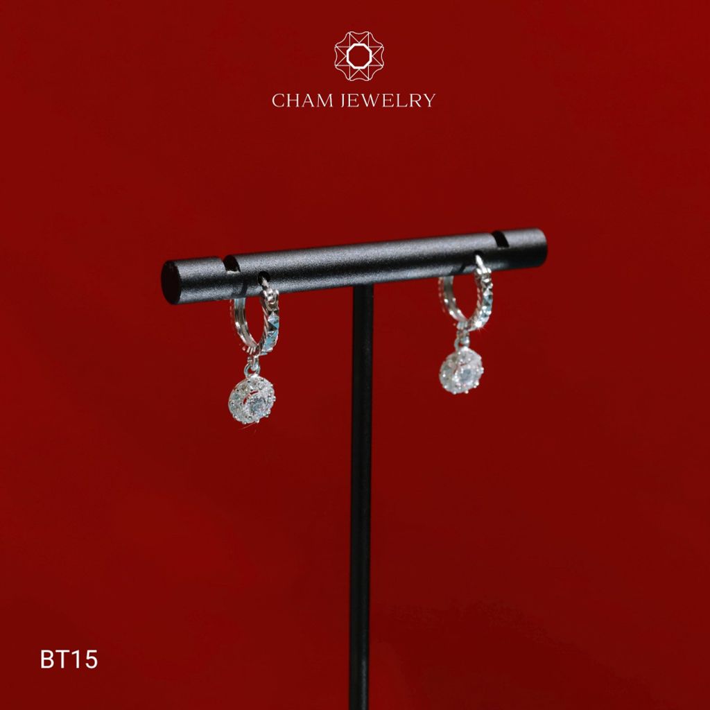 Hoa Tai CHAM JEWERLY BT15, Hoa Tai Tòn Ten Chủ 3.5mm ( Barcode TBT868).