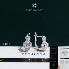 Hoa Tai BC121 CHAM JEWELRY, Hoa Tai Khóa Gài Full Moissanite C&C Chủ 4.5mm ( OCB42 )