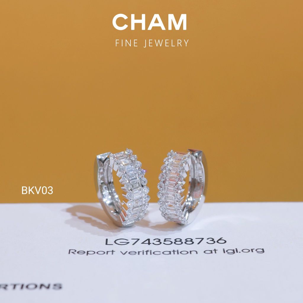 Hoa Tai BKV03 Vàng 10k Kim Cương Lab Grown Diamond