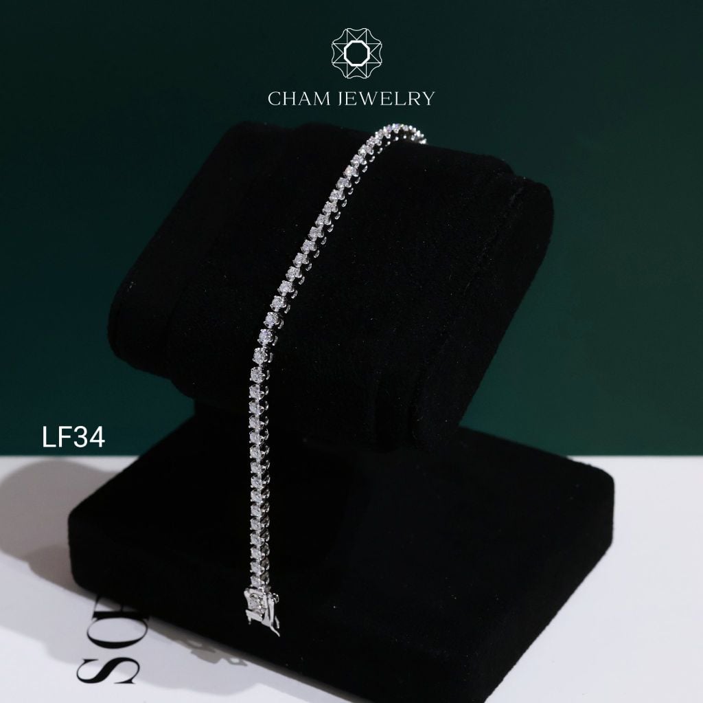 Lắc Tay LF34 CHAM JEWELRY, Full Moissanite Cao Cấp 2.0mm (Barcode OCL08)