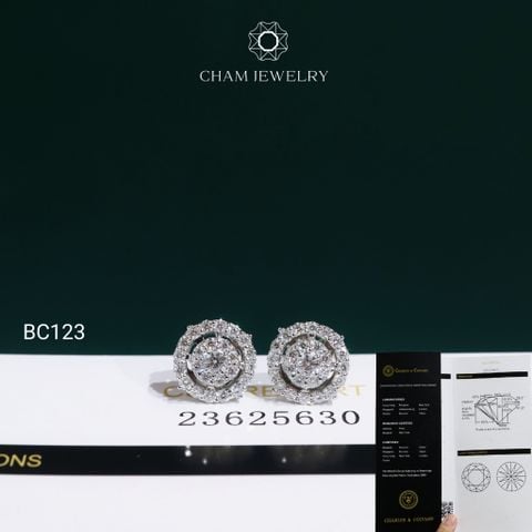 Hoa Tai CHAM JEWELRY BC123, Hoa Tai Full Moissanite Chủ 2.5mm (OCB58 )
