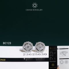 Hoa Tai CHAM JEWELRY BC123, Hoa Tai Full Moissanite Chủ 2.5mm (OCB58 )