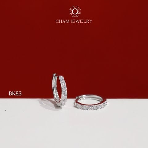 Hoa Tai BK83 CHAM JEWELRY, Hoa Tai Khoen Nửa Hàng Đá Bản 2.0mm ( TBK224 )