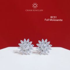 Hoa Tai CHAM JEWELRY BC51, Full Moissanite Hoa Tia, Chủ 3.5mm (Barcode OHB01)