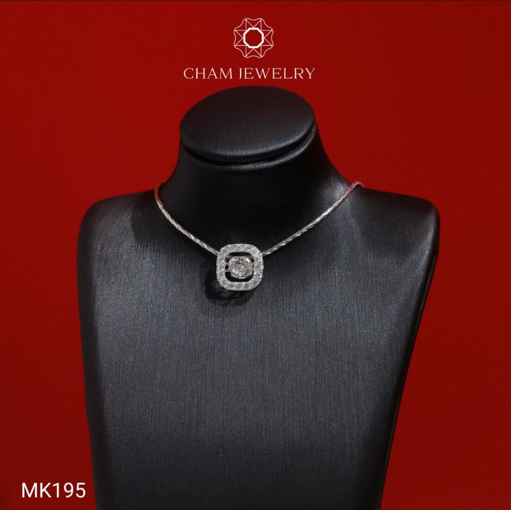 Mặt Dây Chuyền MK195 CHAM JEWELRY, Mặt Xỏ Kiểu Vuông Bản 10.0mm (Barcode TMX457)
