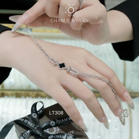 Lắc Tay LT308 CHAM JEWELRY, Lắc Tay 4 Lá Đen (Barcode CSL721).