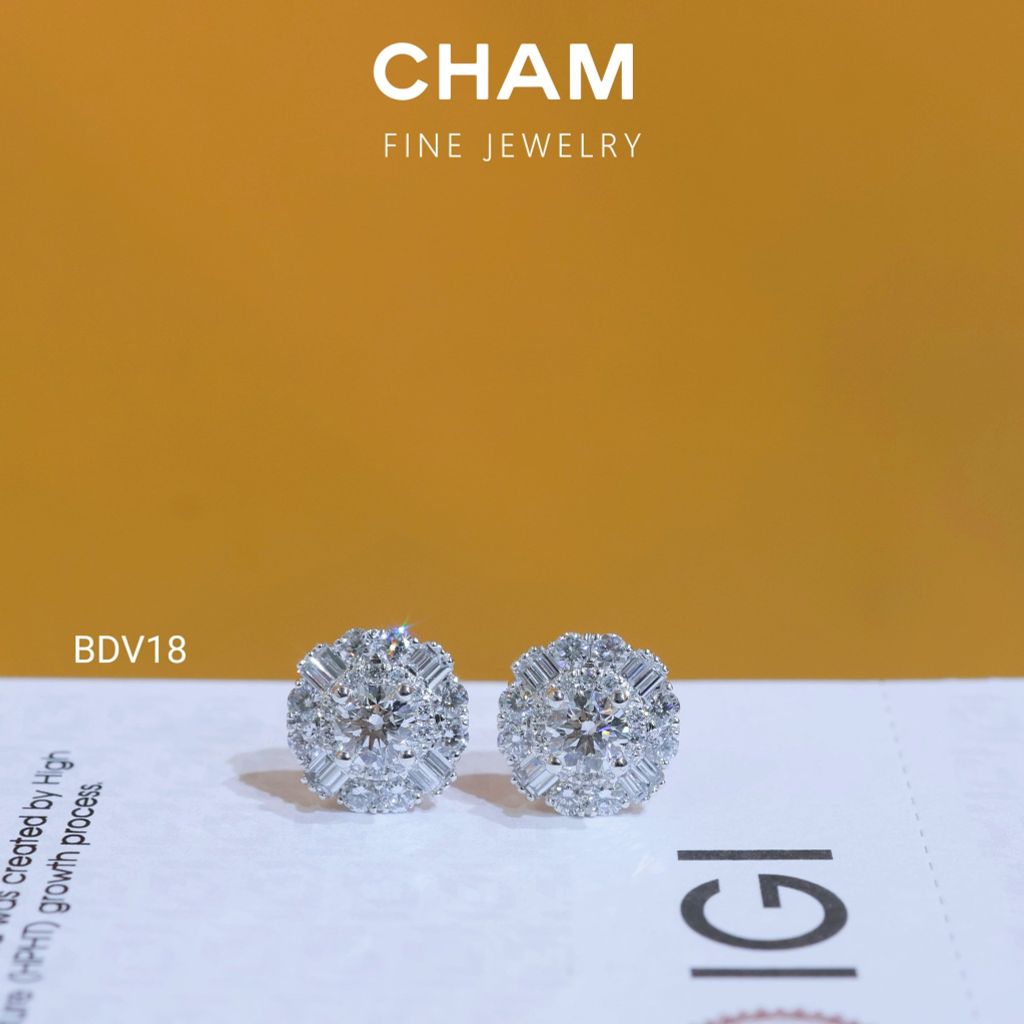 Hoa Tai BDV18 Chủ 4.5mm Vàng 10k Kim Cương Lab Grown Diamond