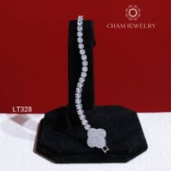 Lắc Tay LT328 CHAM JEWELRY, Lắc Cỏ 4 Lá Full Đá 3.0mm (Barcode TLT1326).