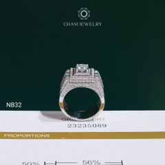 Nhẫn Nam NB32 CHAM JEWELRY, Full Moissanite Chủ 6.3mm (Barcode ONNA66)